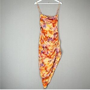 Skatie satin watercolor print dress